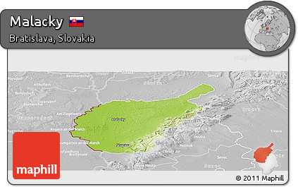 Physical Panoramic Map of Malacky, lighten, desaturated