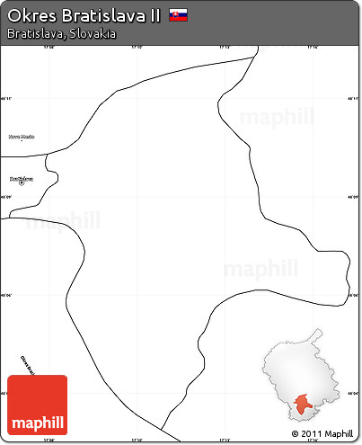 Blank Simple Map of Okres Bratislava II