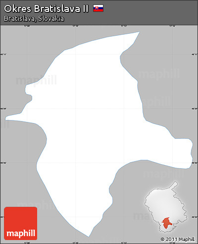 Gray Simple Map of Okres Bratislava II, single color outside
