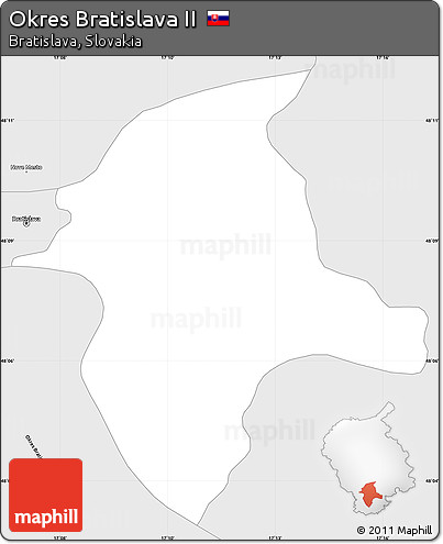 Silver Style Simple Map of Okres Bratislava II