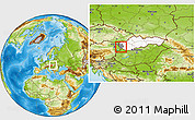 Physical Location Map of Okres Bratislava III, highlighted country, highlighted parent region, within the entire country