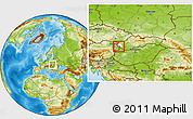 Physical Location Map of Okres Bratislava IV, highlighted parent region, within the entire country