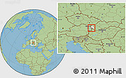 Savanna Style Location Map of Okres Bratislava IV, highlighted parent region
