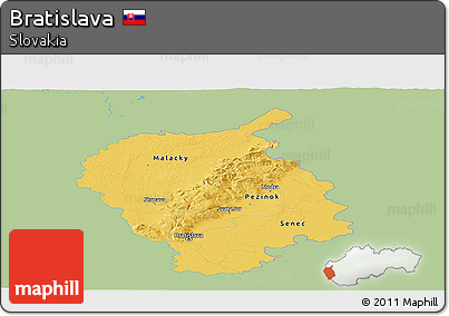 Savanna Style Panoramic Map of Bratislava, single color outside