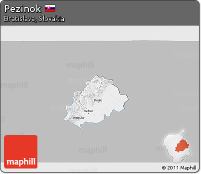 Gray 3D Map of Pezinok, single color outside