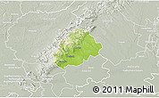 Physical 3D Map of Pezinok, lighten, semi-desaturated