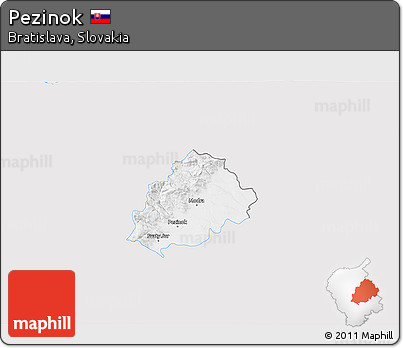 Silver Style 3D Map of Pezinok, single color outside