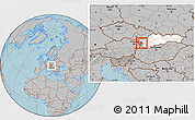 Gray Location Map of Pezinok, highlighted country, highlighted parent region, hill shading