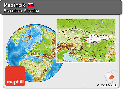 Physical Location Map of Pezinok, highlighted country, highlighted parent region