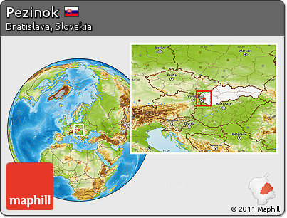 Physical Location Map of Pezinok, highlighted country, highlighted parent region