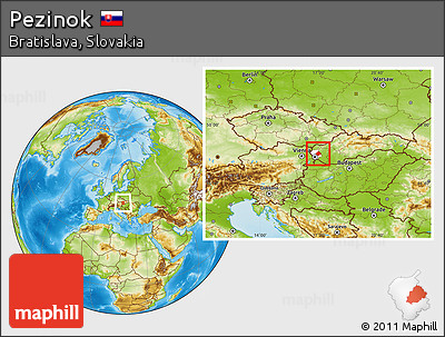 Physical Location Map of Pezinok, highlighted parent region