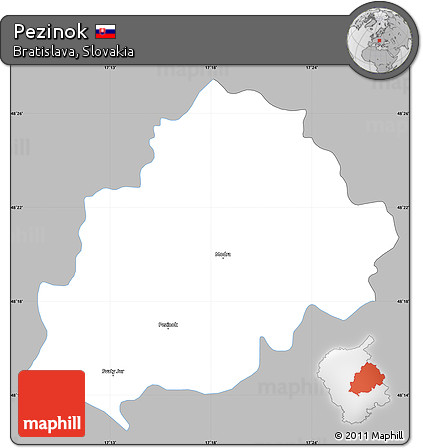 Gray Simple Map of Pezinok, single color outside