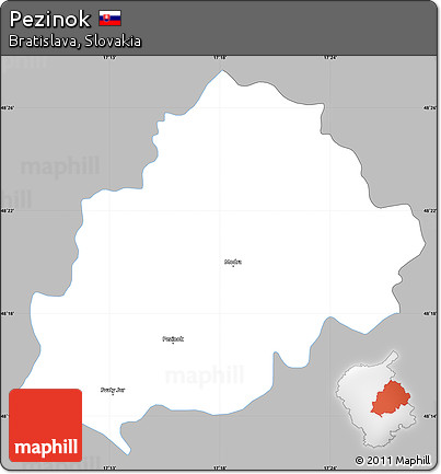 Gray Simple Map of Pezinok, single color outside