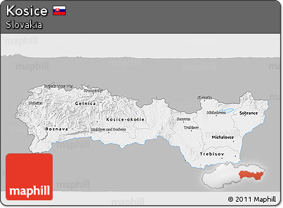 Gray 3D Map of Kosice, single color outside