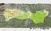 Physical 3D Map of Kosice, darken, semi-desaturated