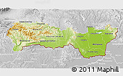 Physical 3D Map of Kosice, lighten, desaturated