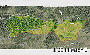 Satellite 3D Map of Kosice, semi-desaturated