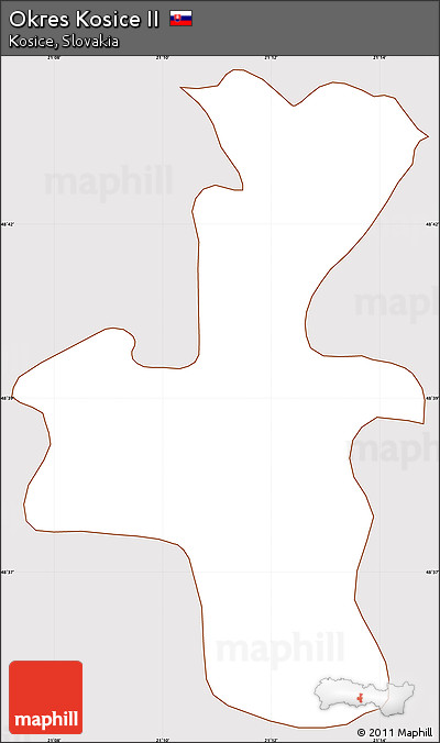 Classic Style Simple Map of Okres Kosice II, cropped outside