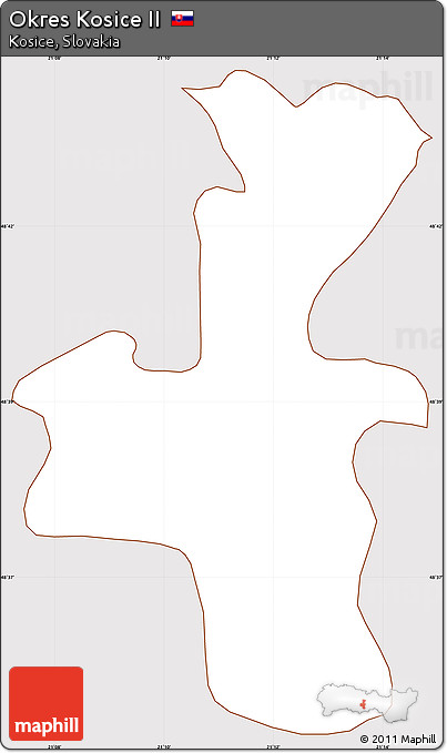 Classic Style Simple Map of Okres Kosice II, cropped outside