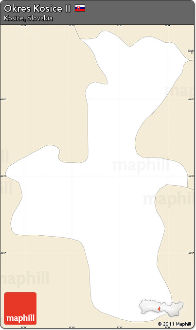 Classic Style Simple Map of Okres Kosice II