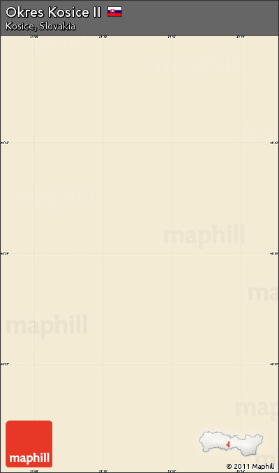 Classic Style Simple Map of Okres Kosice II, single color outside