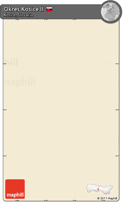 Classic Style Simple Map of Okres Kosice II, single color outside