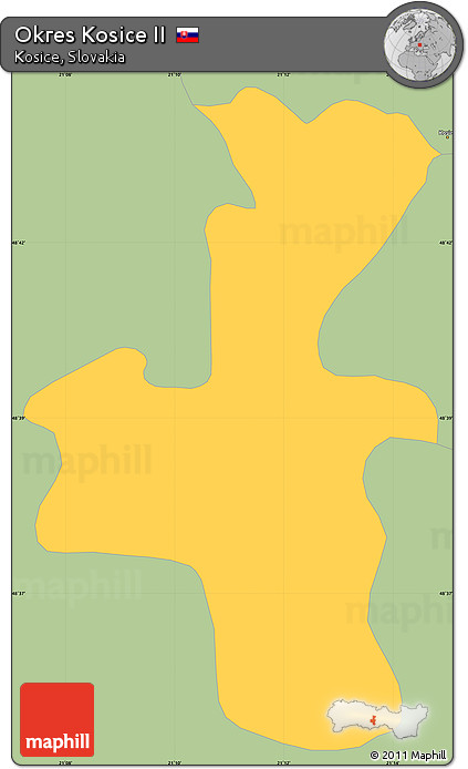 Savanna Style Simple Map of Okres Kosice II