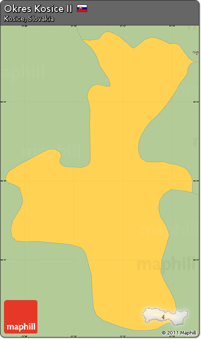 Savanna Style Simple Map of Okres Kosice II
