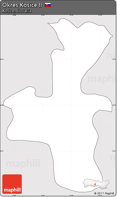 Silver Style Simple Map of Okres Kosice II, cropped outside