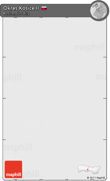 Silver Style Simple Map of Okres Kosice II, single color outside