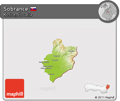 Physical 3D Map of Sobrance, cropped outside