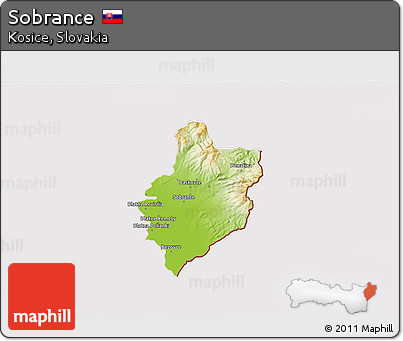 Physical 3D Map of Sobrance, cropped outside