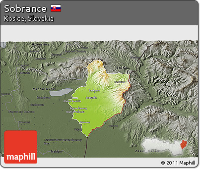 Physical 3D Map of Sobrance, darken, semi-desaturated