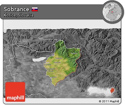 Satellite 3D Map of Sobrance, desaturated