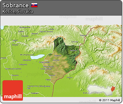 Satellite 3D Map of Sobrance, physical outside
