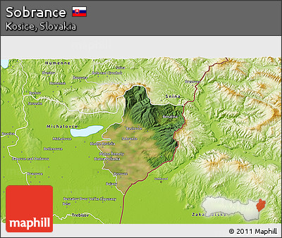 Satellite 3D Map of Sobrance, physical outside