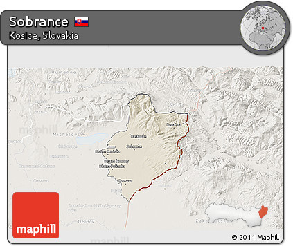 Shaded Relief 3D Map of Sobrance, lighten