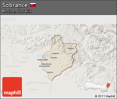 Shaded Relief 3D Map of Sobrance, lighten
