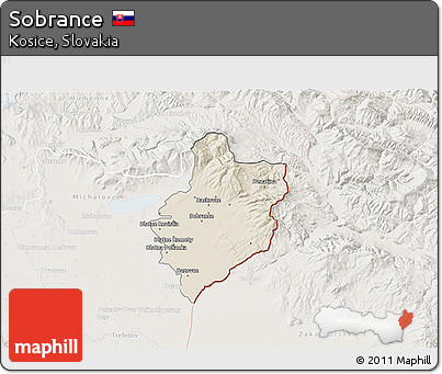 Shaded Relief 3D Map of Sobrance, lighten