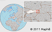 Gray Location Map of Sobrance, highlighted country