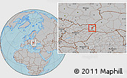 Gray Location Map of Sobrance, hill shading