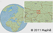 Savanna Style Location Map of Sobrance, hill shading