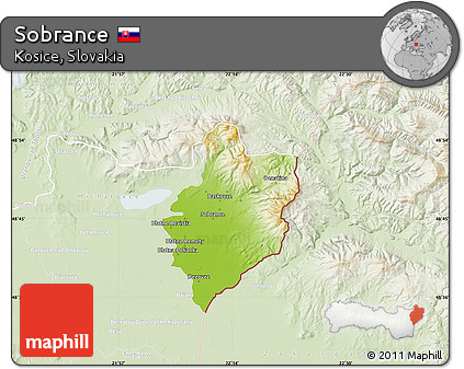 Physical Map of Sobrance, lighten