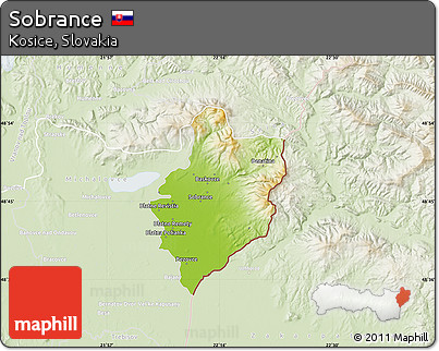 Physical Map of Sobrance, lighten