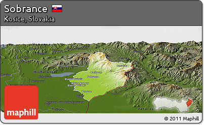 Physical Panoramic Map of Sobrance, darken