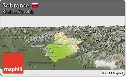 Physical Panoramic Map of Sobrance, darken, semi-desaturated