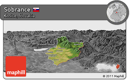 Satellite Panoramic Map of Sobrance, desaturated
