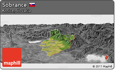 Satellite Panoramic Map of Sobrance, desaturated