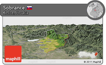 Satellite Panoramic Map of Sobrance, semi-desaturated