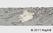 Shaded Relief Panoramic Map of Sobrance, darken, semi-desaturated